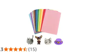 Fogli di feltro colorati, perfetti per creare simpatici pupazzi come gatti, renne e cappelli.