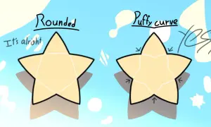 Due stelline disegno a confronto: una "Rounded" e una "Puffy curve". La seconda è più morbida e accogliente.