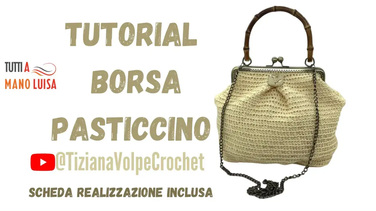 Tutorial per creare una borsa pasticcino all'uncinetto, con cartamodello incluso.